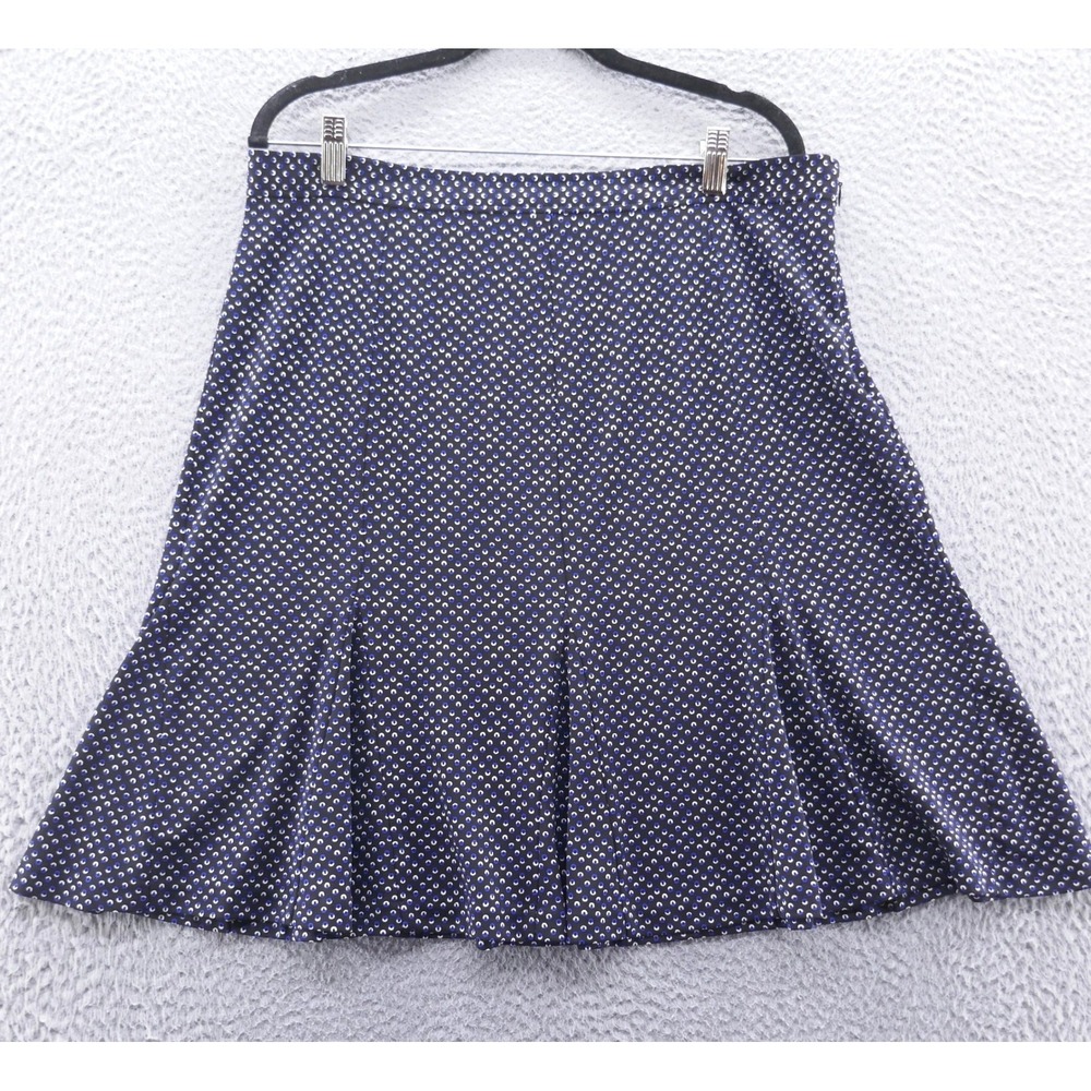 Talbots Petites Womens 14P Navy Blue Geometric Circle Printโ ALine Flounce Skirt